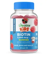 Lifeable Sugar Free Biotin for Kids 5,000 mcg Gummies - Hair Skin And Nails Growth - Great Tasting, Dietary Supplement Vitamins - 60 Gummies