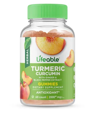 Lifeable Turmeric Curcumin with Ginger & Black Pepper Extract Gummies - Bone Health And Immunity - Great Tasting Natural Flavor Vitamins