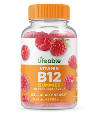 Lifeable Vitamin B12 1,000 mcg Gummies - Energy, Mood, And Metabolism - Great Tasting Natural Flavor, Dietary Supplement Vitamins - 60 Gummies