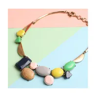 Sohi Women's Multicolor Abstract Stone Cluster Necklace