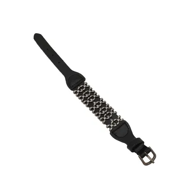 Sohi Women's Black Hardware Leather Bracelet