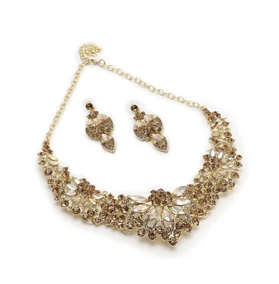 Sohi Women's Gold Stone Cluster Jewelry Set