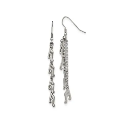 Chisel Stainless Steel Polished Music Note Multi Chain Dangle Earrings