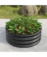 Streamdale Furniture 32.08"11.4" Tall Round Raised Garden Bed,Metal Raised Beds for Vegetables, Outdoor Garden Raised Planter Box, Backyard Patio Plan