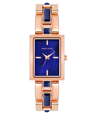 Anne Klein Women's Quartz Rose Gold-Tone Alloy and Blue Lapis Watch, 28mm - Rose Gold
