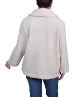 Ny Collection Women's Long Sleeve Double Breasted Sherpa Jacket