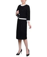 Ny Collection Women's Elbow Sleeve Colorblocked Dress, 2 Piece Set