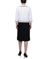 Ny Collection Women's 3/4 Sleeve Dress, 2 Piece Set