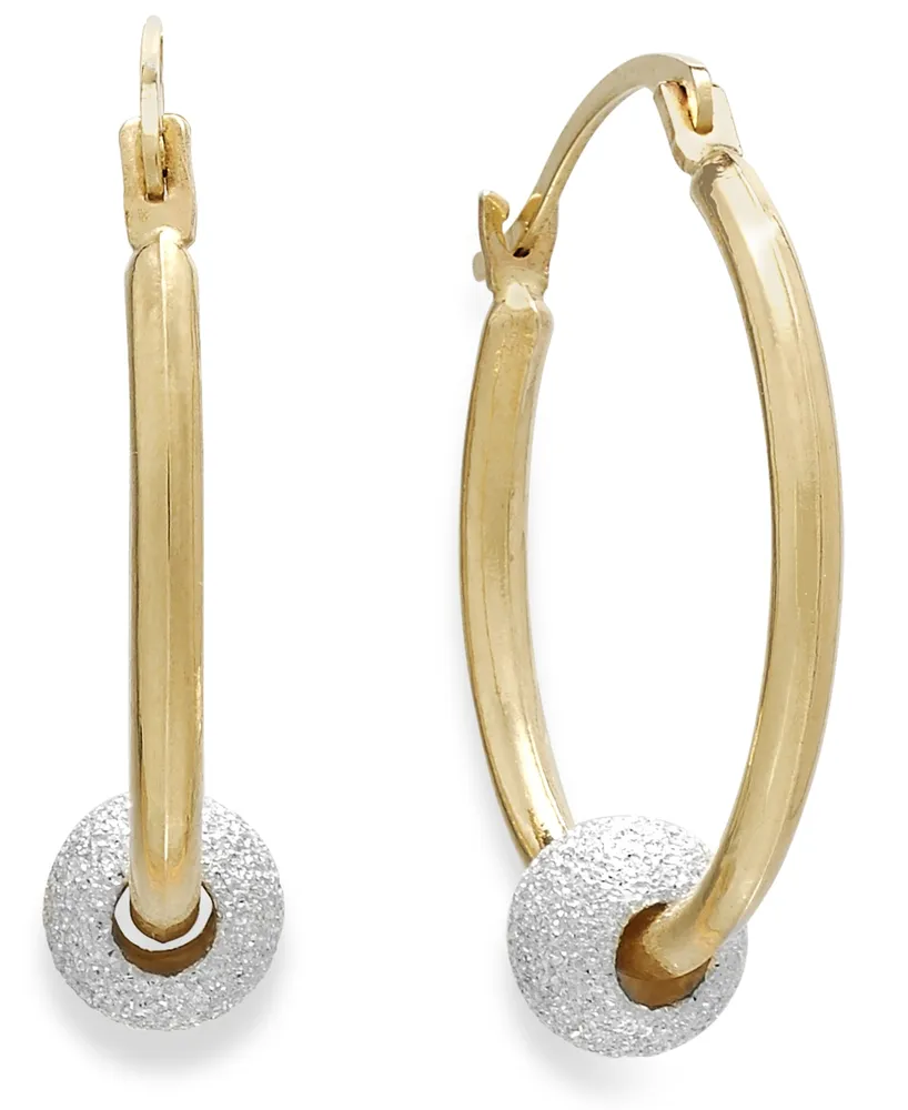 Beaded Hoop Earrings in 10k Gold and Sterling Silver