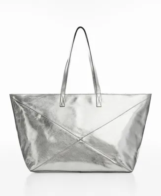 Mango Women's Leather Shopper Bag