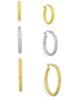 Two-Tone Three-Hoop Set 14k Gold Vermeil and Sterling Silver