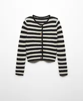 Mango Women's Jewel Buttons Striped Cardigan