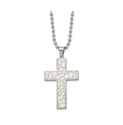 Chisel Stainless Steel Polished Cross Pendant on a Ball Chain Necklace