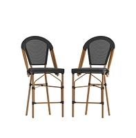 Massalia Indoor/Outdoor French Bistro Style Counter Stools With Text Ilene Seat And Metal Frame