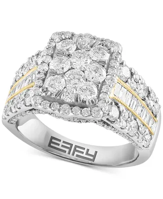 Effy Emerald Shaped Halo Cluster Ring (2-1/3 ct. t.w.) in 14k Two-Tone Gold