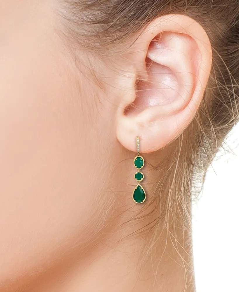 Effy Green Onyx & Diamond (1/10 ct. t.w.) Drop Earrings in 14k Gold