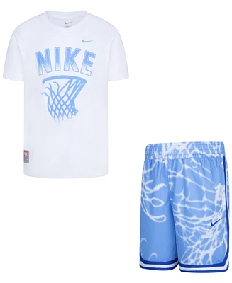 Nike Little Boys Mesh T-shirt and Shorts, 2 Piece Set