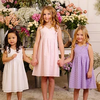 Hope & Henry Girls' Sleeveless Bow Shoulder Swing Dress, Kids