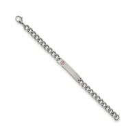 Chisel Stainless Steel Red Enamel Medical Id 8" Curb Chain Bracelet