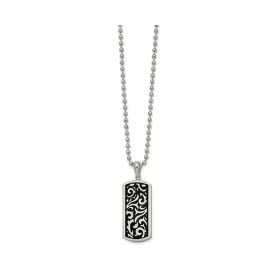 Chisel Polished Enameled Swirl Design Dog Tag on a Ball Chain Necklace