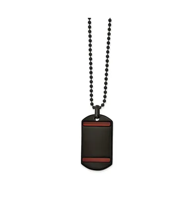 Chisel Black Ip-plated Tiger's Eye Dog Tag Ball Chain Necklace
