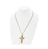 Chisel Yellow Ip-plated Cross Pendant Curb Chain Necklace