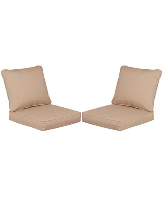 Aoodor 24.4''x23.2'' Outdoor Patio Deep Seating Cushion Set with Storage Bag Single Chair Sofa Seat/Back Cushion- of 2