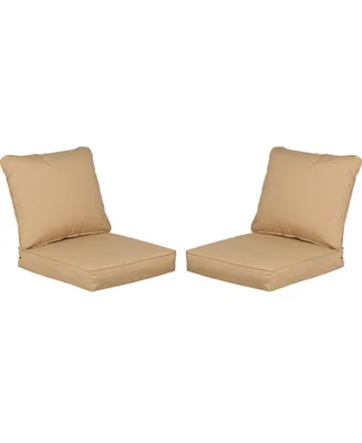 Aoodor 24.4''x23.2'' Outdoor Patio Deep Seating Cushion Set with Storage Bag Single Chair Sofa Seat/Back Cushion- Set of 2