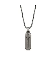 Chisel Stainless Steel Brushed Sword Pendant on a Box Chain Necklace