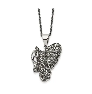 Chisel Marcasite Butterfly Pendant Singapore Chain Necklace