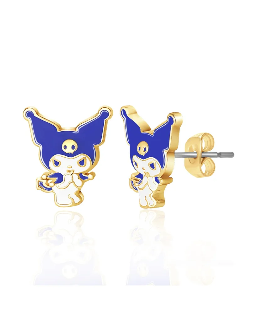 Sanrio Hello Kitty Kuromi Brass Flash Plated Enamel Stud Earrings