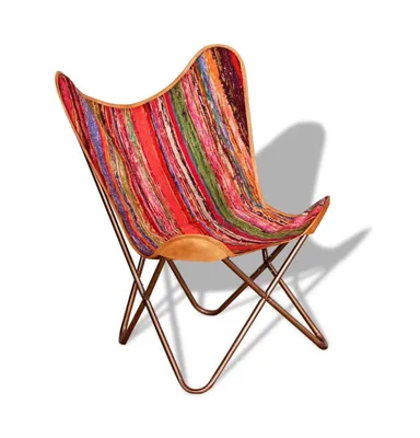 Butterfly Chair Multicolor Chindi Fabric