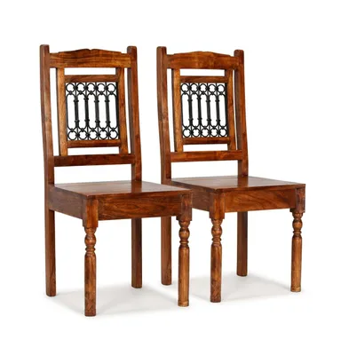 Dining Chairs 2 pcs Solid Wood with Honey-colored Finish Classic