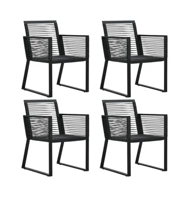 Patio Chairs 4 pcs Rope Rattan Black
