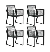 Patio Chairs 4 pcs Rope Rattan Black