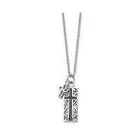 Chisel Black Ip-plated 2 Piece Cross Pendant Cable Chain Necklace