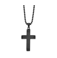 Chisel Brushed Ip-plated Cross Pendant Ball Chain Necklace
