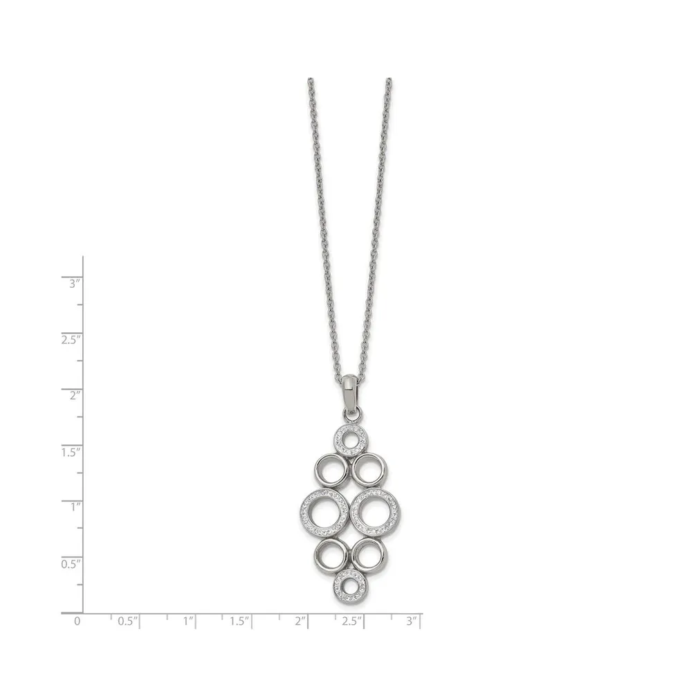 Chisel Preciosa Crystal Circles Pendant Cable Chain Necklace