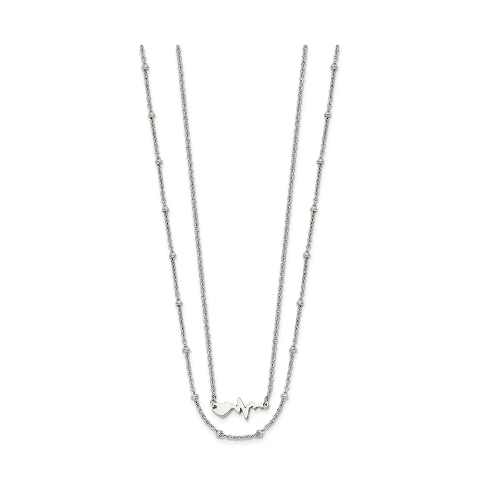 Chisel Heartbeat 2-Strand 17 inch Cable Chain Necklace