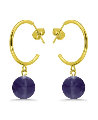 Macy's 14K Gold Plated Multi Genuine Stone Hoop Earrings