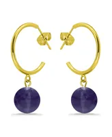 Macy's 14K Gold Plated Multi Genuine Stone Hoop Earrings