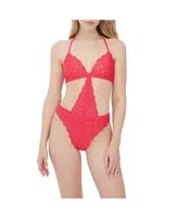 Women's Smitten Eyelet Lace Teddy Bodysuit