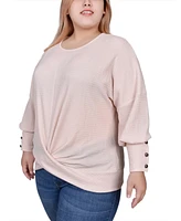 Ny Collection Plus Size Long Sleeve Textured Knit Top