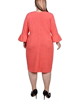 Ny Collection Plus 3/4 Length Imitation-Pearl Detail Dress