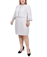 Ny Collection Plus Size Novelty Knit and Lace Dress, 2 Piece Set