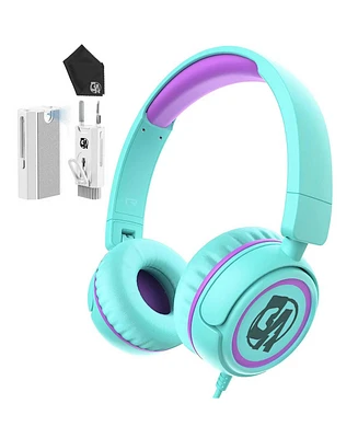 Kids Headphones, V1 Wired Stereo Foldable Tangle-Free 3.5mm Adjustable On-Ear Headphones for Kids Green