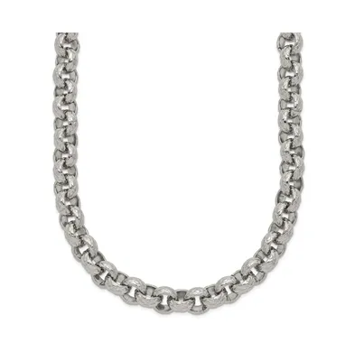 Chisel Stainless Steel Polished and Textured 24 inch Link Necklace