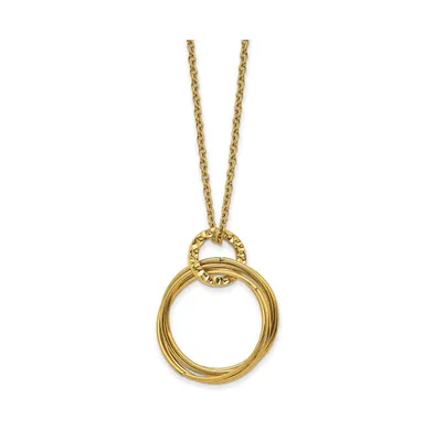 Chisel Yellow Ip-plated Circle Pendant Cable Chain Necklace