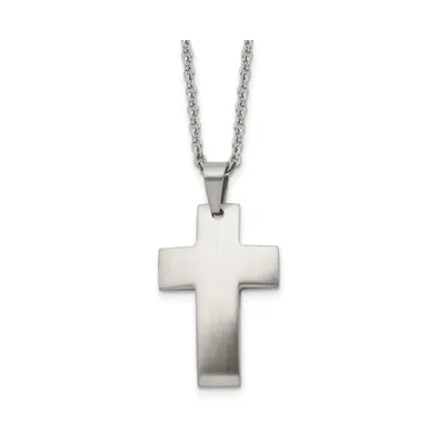 Chisel Stainless Steel Brushed Cross Pendant on a Cable Chain Necklace