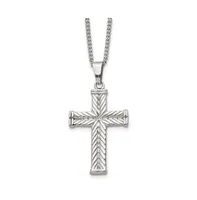 Chisel Stainless Steel Polished Cross Pendant on a Curb Chain Necklace